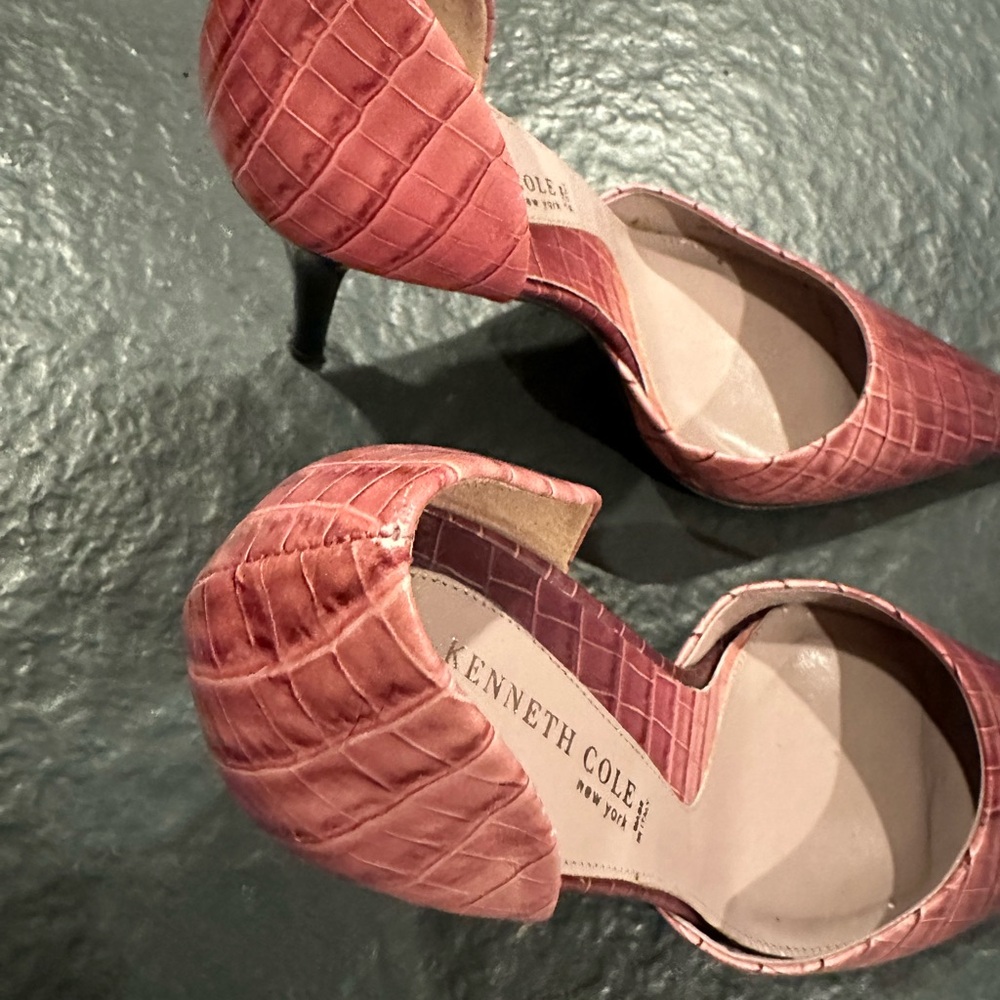 Y2K Kenneth Cole D’orsay Impress Pink Croc Pointed Toe Pump - Picture 4 of 16